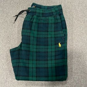 Polo Ralph Lauren Green Blue Tartan Plaid Logo Joggers